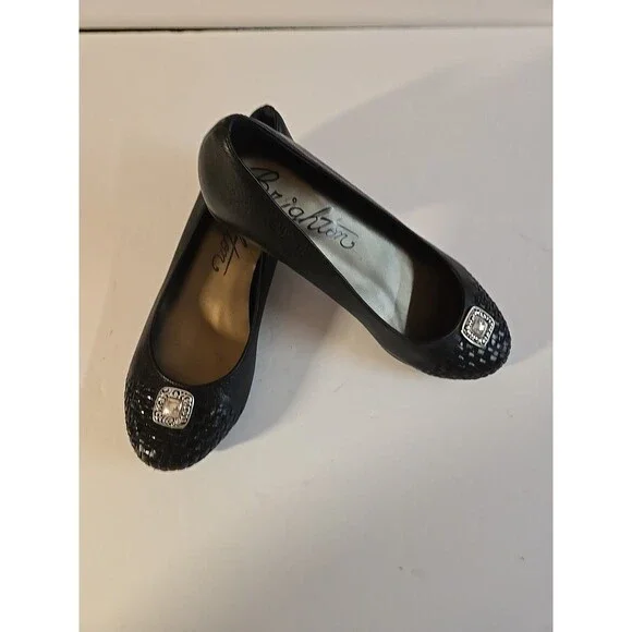 Brighton 'Barb' Black Leather Ballet Flats With Silver Accent Charm Size 7M - Picture 15 of 15